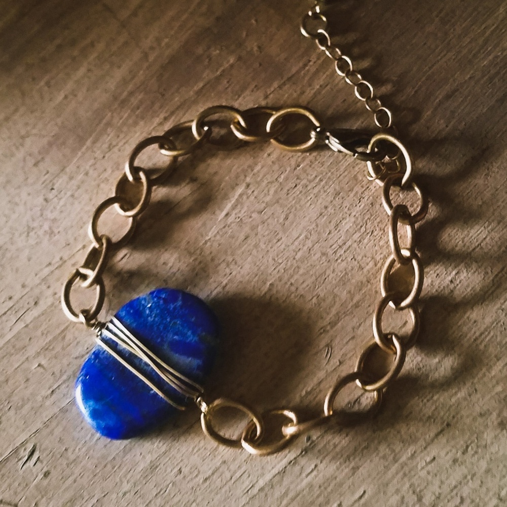 "Serene Scene"- Blue Lapis Chain Bracelet